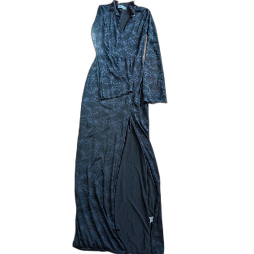 KAIIA Black Long Lace Side Split Maxi Dress Halloween Costume Romantic Goth